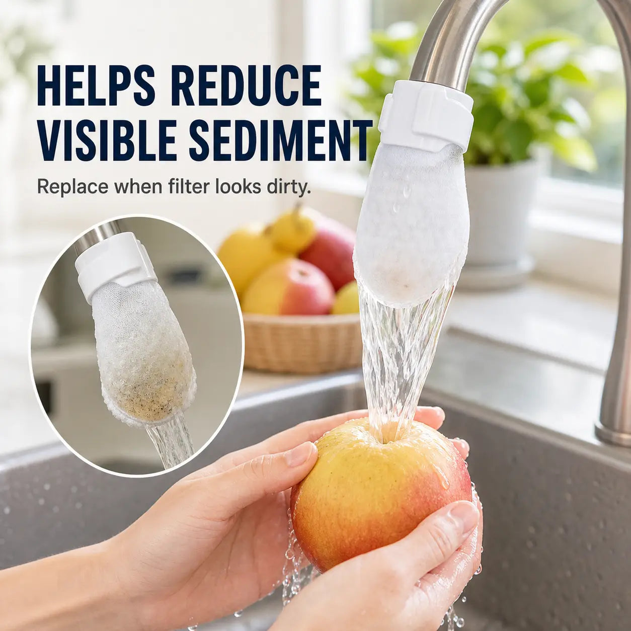 Cotton Faucet Filter Bags for Faucets Under 1" - Splash-Reducing Sediment Filter