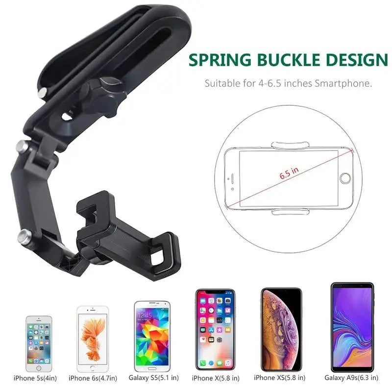 Car Phone Mount - Long Adjustable Arm, 360° Rotatable Anti-Scratch Secure Clamp