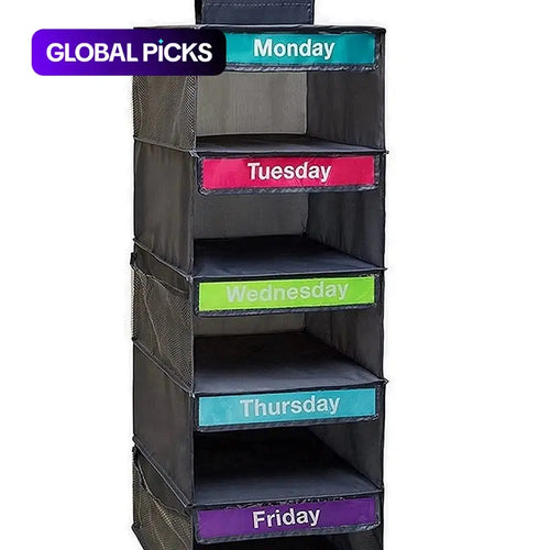 Hanging Clothes Storage Bag, Monday-to-Friday Closet Organizer