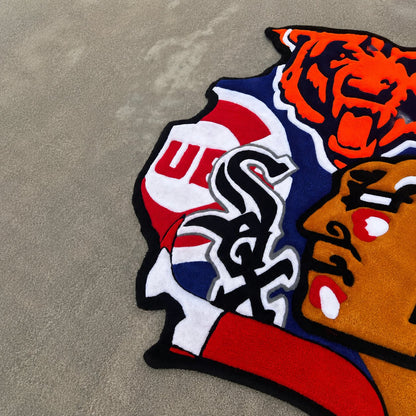 Illinois Chicago All-Team Hand-Tufted Area Rug 🐂🐻⚾