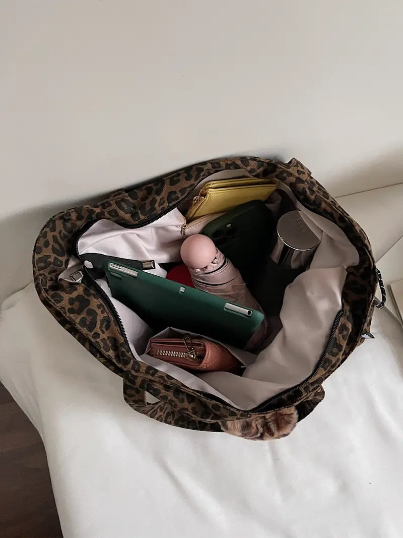 Leopard Print Plush Pendant Bag