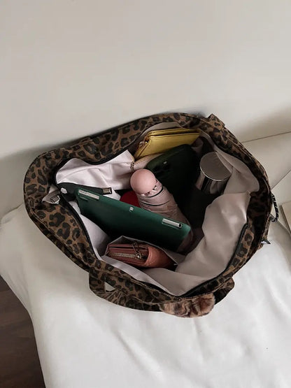 Leopard Print Plush Pendant Bag