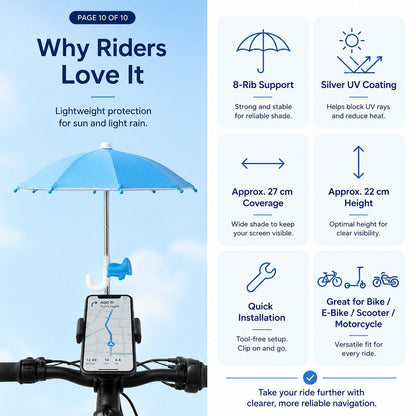 BUY 3 FREE SHIPPING✨Mini Sun/Rain Umbrella for Motorcycle & Bicycle Phone MountShade Your Screen. Save Your Battery.