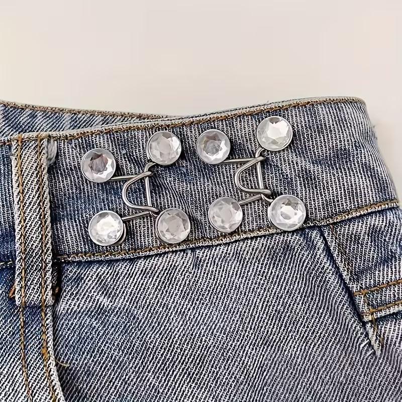 👖8 Pcs Adjustable Jean Waist Tightener | Women's Pants Fashion Metal Button Pin