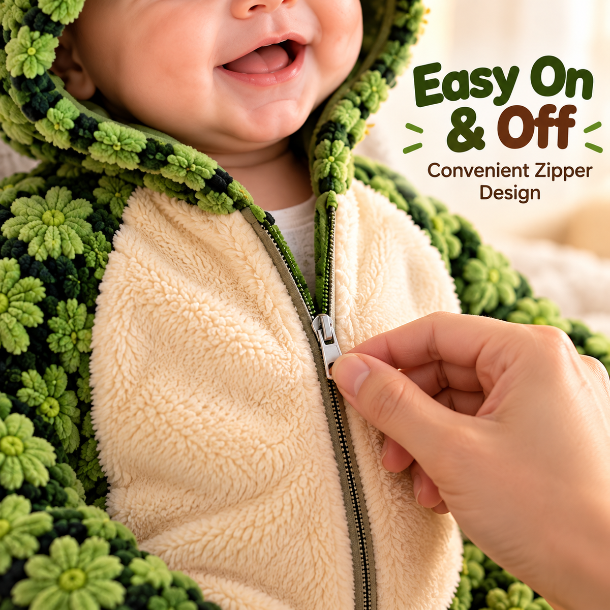Front zipper turtle baby onesie