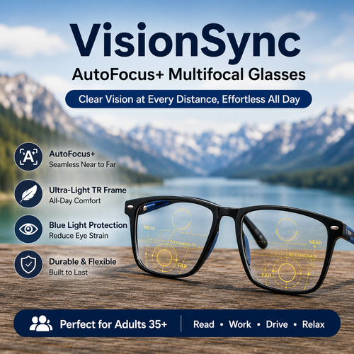🔥 VisionSync AutoFocus+ Multifocal Glasses | Near-to-Far Vision for Adults 35+