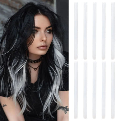 2 PCS Colored Hair Extensions 20Inch Straight Color Clip in Hair Extension Rainbow Party Highlights Synthetic Hairpiece