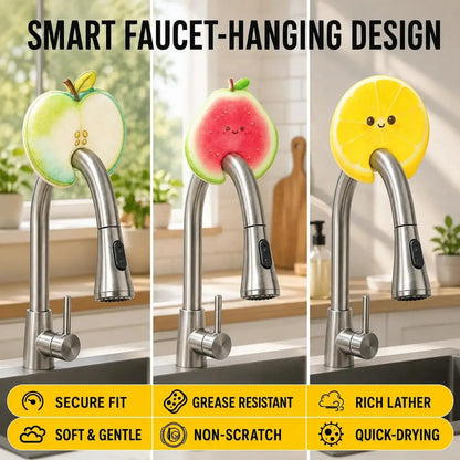 🔥HOT SALE💥 Compressed Cellulose Sponges - 3-Pack Fruit-Shaped Natural Pop-Up Kitchen Sponges🧽