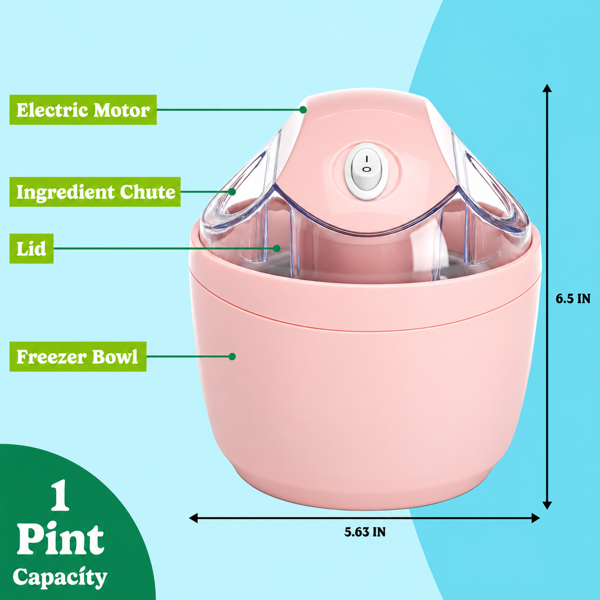 🍓 Compact Homemade Ice Cream Maker – One-Touch Frozen Dessert & Sorbet Machine