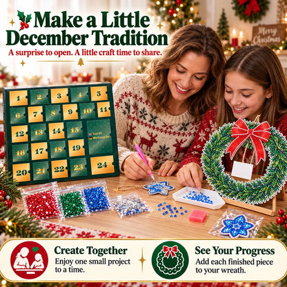 💎🎄 Beginner-Friendly 24-Day Diamond Art Wreath Advent Calendar – Craft Your Christmas Countdown