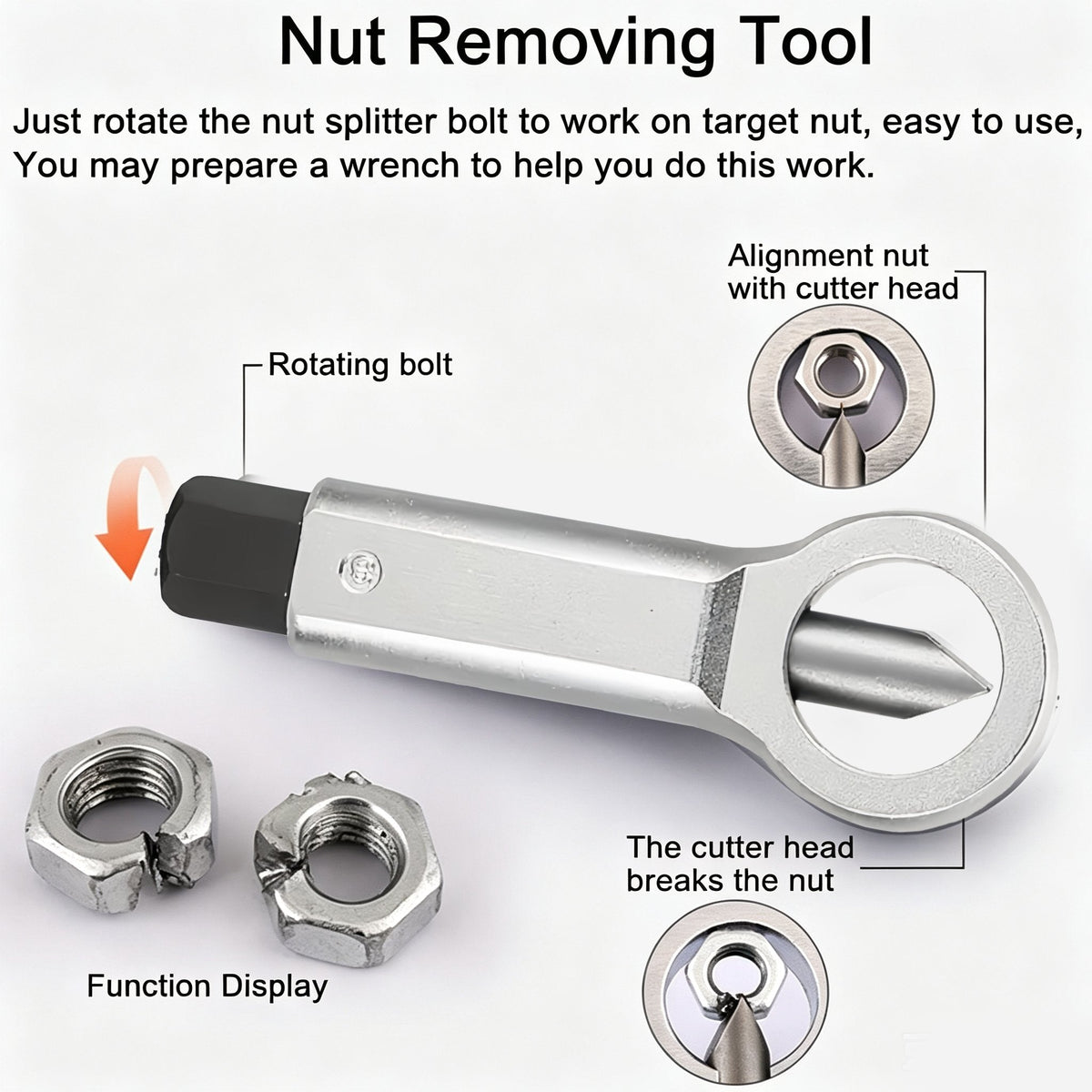 🔩 Manual Nut Splitter Extractor | Heavy‑Duty Steel Rusted Seized Nut Remover for Automotive & DIY Repair🛡️