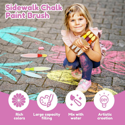 🎨 6Pcs Sidewalk Chalk Paint Brush Set
