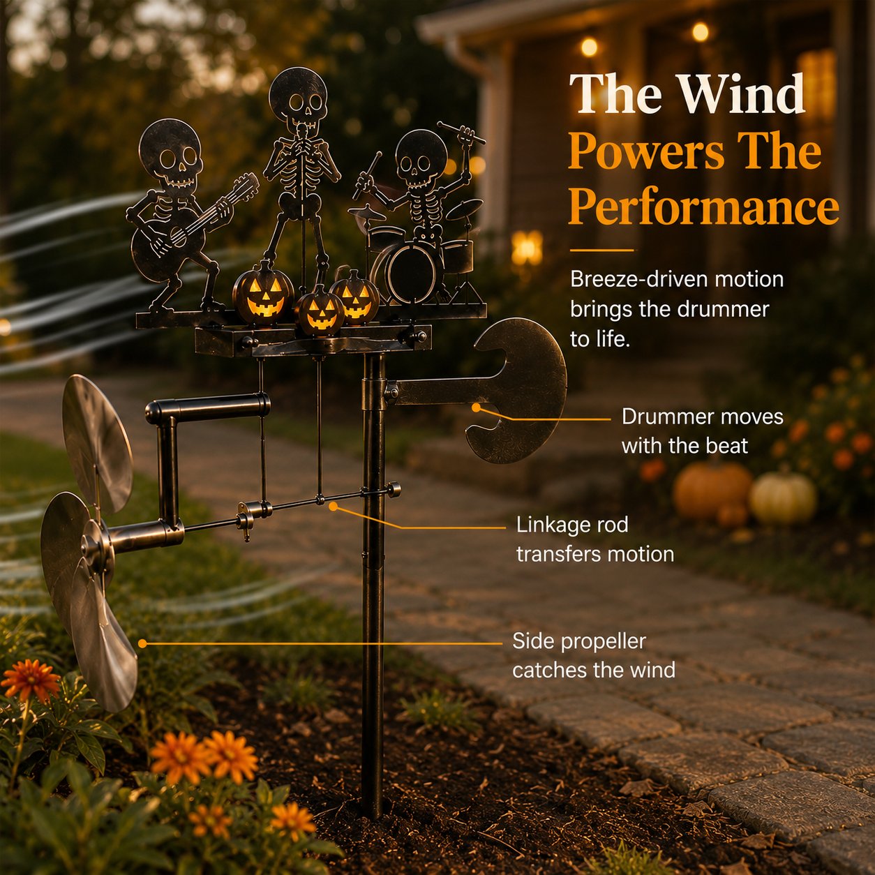 Halloween Skeleton Band Kinetic Wind Spinner