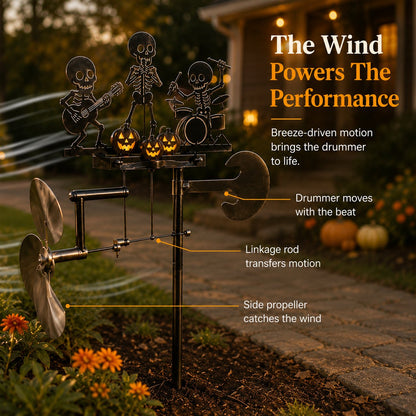Halloween Skeleton Band Kinetic Wind Spinner