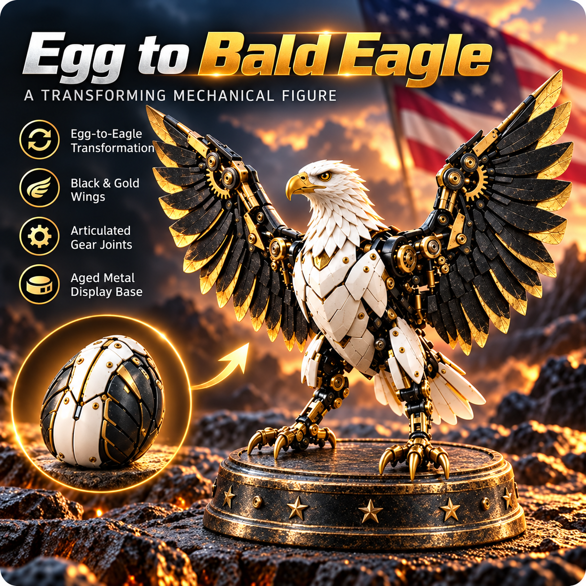 🐦‍🔥 2-in-1 Transforming Mechanical Phoenix Egg – Winged Fantasy Figure