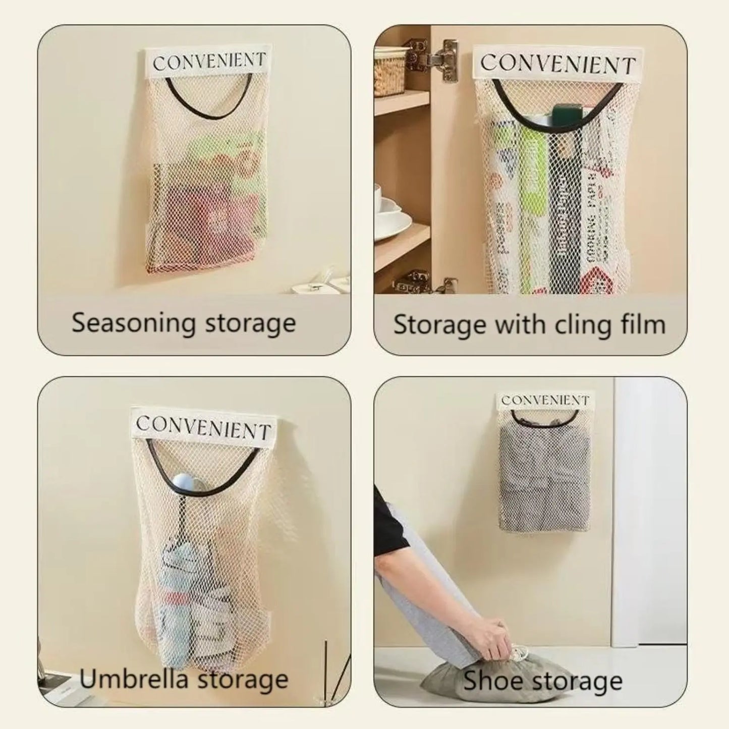 🔥 50% OFF No Drill Wall Storage Organizer ✨ Self Adhesive Mesh Hanging Basket