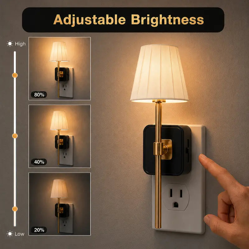 Vintage Pleated Fabric Plug-In Night Light