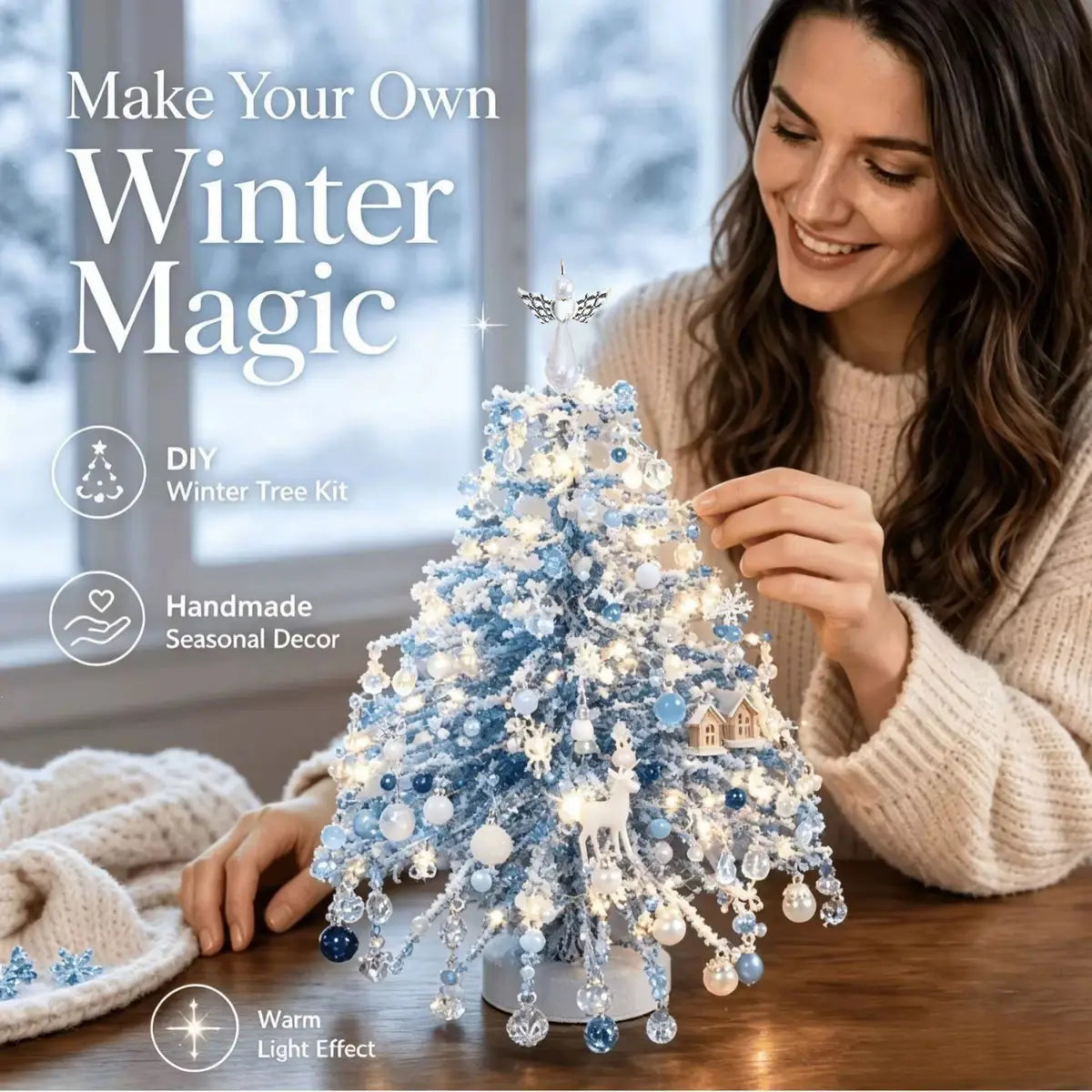 🎄49% OFF｜DIY Crystal Beaded Mini Christmas Tree Kit, Fun Family Holiday Craft Gift Set
