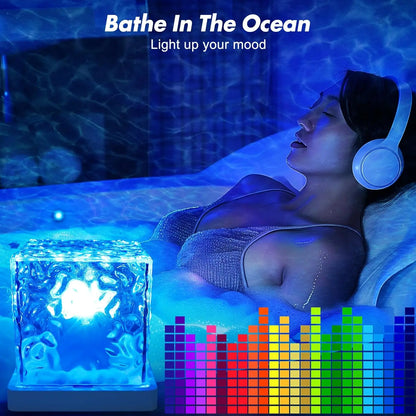 Rechargeable Waterproof Shower Light | 16-Color Ocean Wave Projector with Remote, Wireless Dimmable Bathroom Mood Light