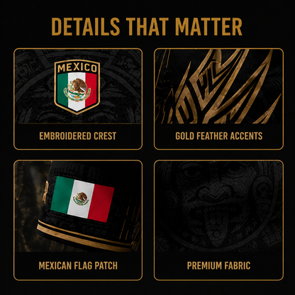 Mexico Soccer Jersey Black Aztec Warrior Gold Feather Design