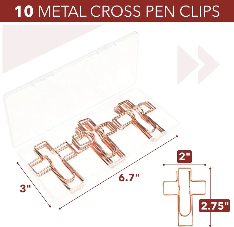 Metal Cross Pen Clips, 10 pcs