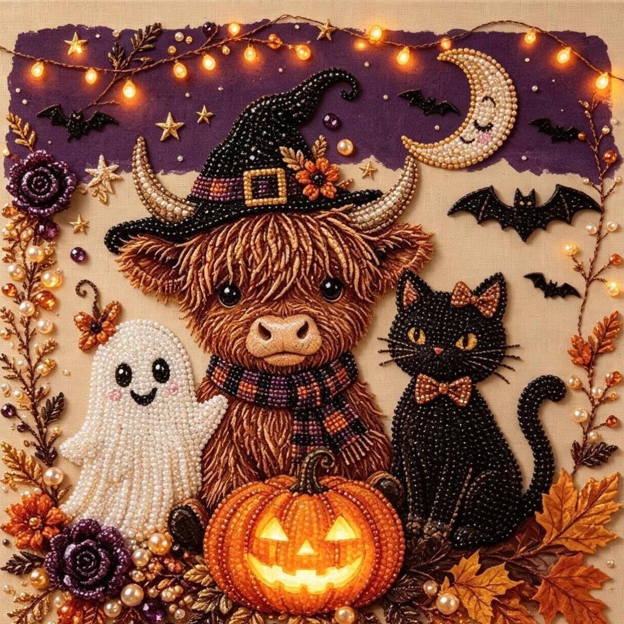 🔥LAST DAY 50% OFF - 🎃 Halloween Pearl Diamond Art Kit – DIY 3D Sparkling Bead Painting Craft For Spooky Home Decor