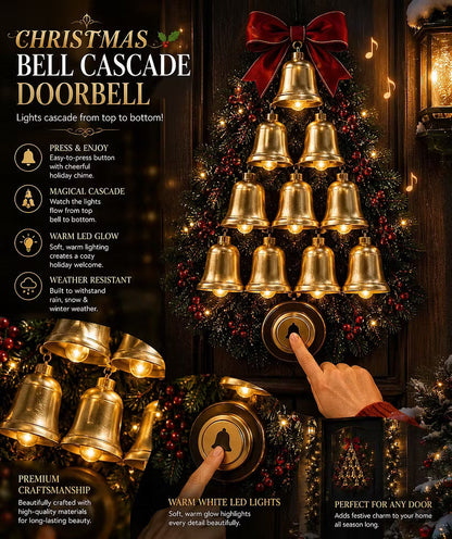 🎄 Christmas Bell Cascade Doorbell – Interactive Front Door Decoration