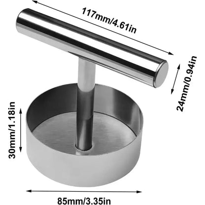 ⏳Last Stock Alert 49% OFF｜Metal Meat Smasher Stainless Steel Burger Press, Multifunctional Round Patty Maker for Home Commercial Cooking