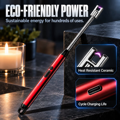 Universal 360-Degree Flexible Pulse Arc Lighter with LED Battery Indicator and Windproof Design