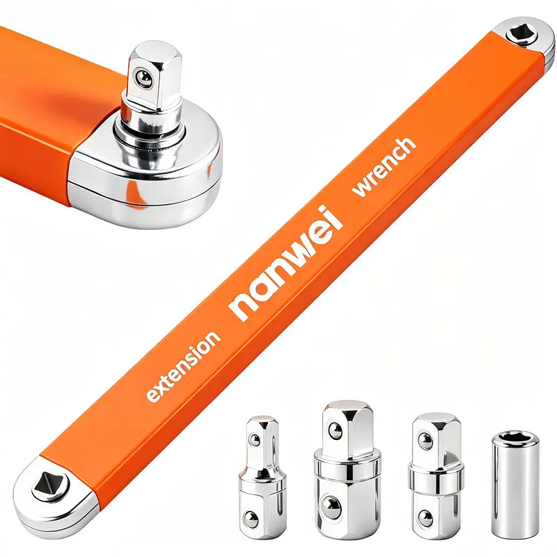 Offset Extension Wrench, Impact Ready Wrench Extender, with 1/2", 1/4" and 3/8" Square Drive Adapters