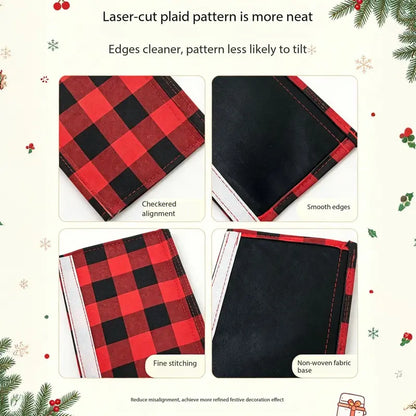 Plush Christmas Refrigerator Door Handle Covers - Red and Black Plaid Wraps🎄