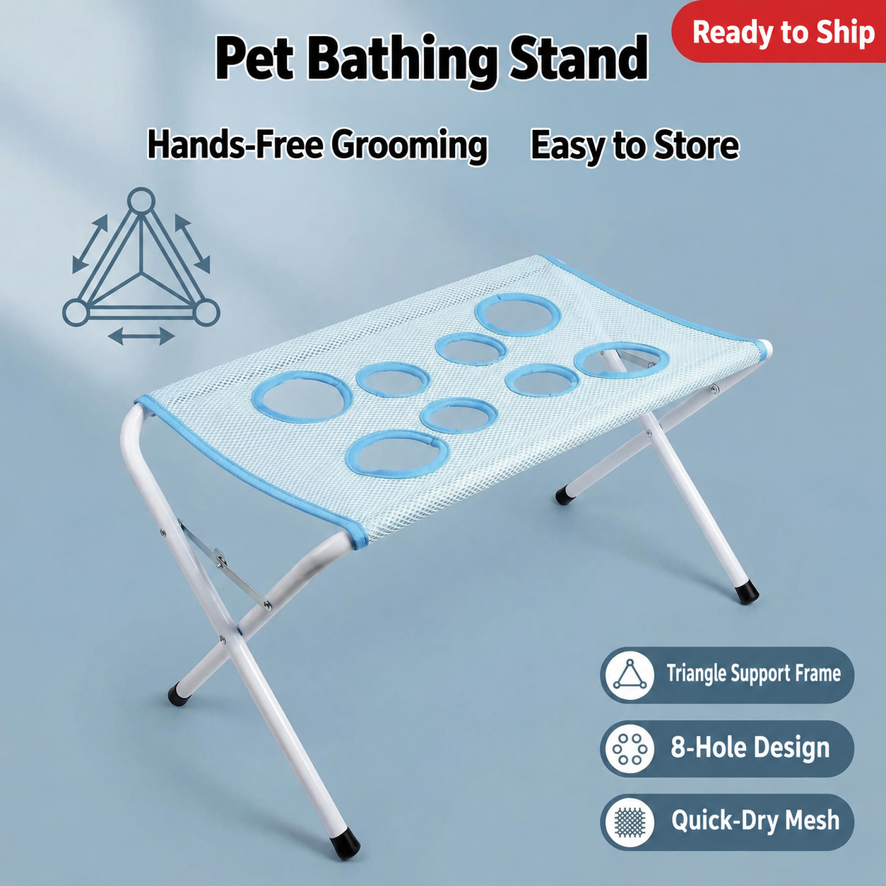 🐾 Foldable Pet Grooming & Bath Stand – Hands-Free Washing, Trimming & Drying Table for Cats & Small Dogs