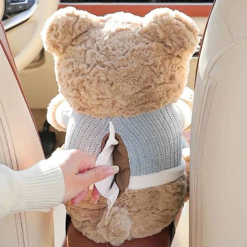 Plush Bear Car Organizer & Tissue Holder