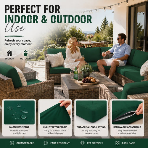 Stretch Sofa Cushion Cover Slipcover Set, Elastic Washable Furniture Seat Cushion Protector, 4/8/12 PCS Multi-Size Couch Cushion Covers for Sectional Sofa