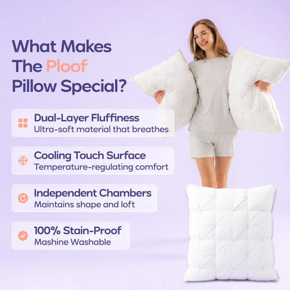 Tufted Neck Support Pillow | Cooling Breathable & Fluffy, No-Flat Fill for All Sleep Positions
