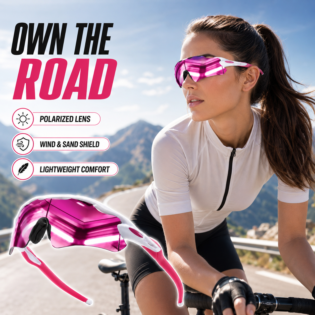 Windproof Polarized Sports Sunglasses – Mirrored Anti-Glare Cycling Shades