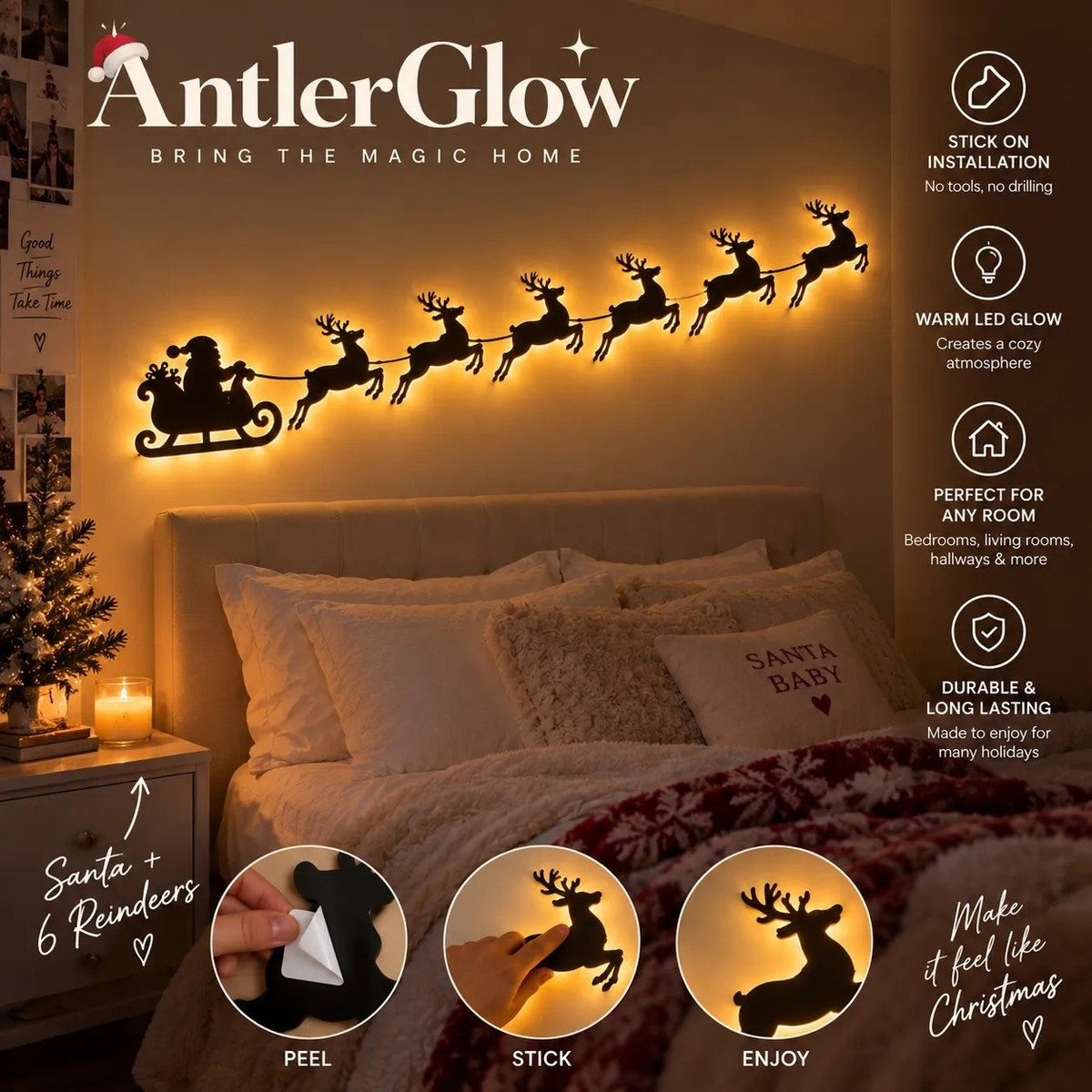 🎄 Christmas Glow Wall Silhouette Lights
