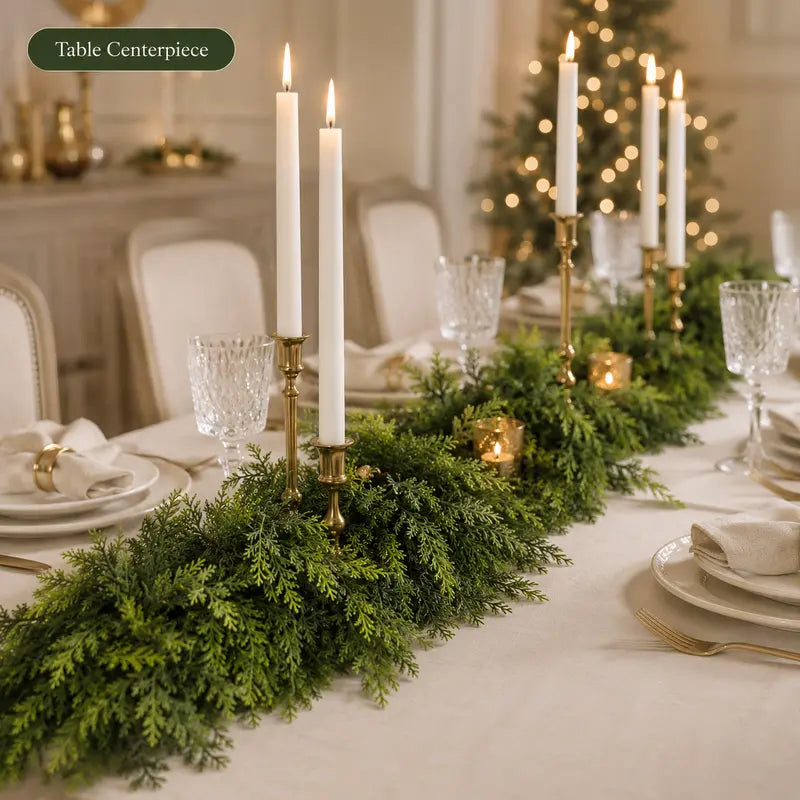 6 FT Artificial Cedar Garlands, Real Touch Winter Cedar Garland