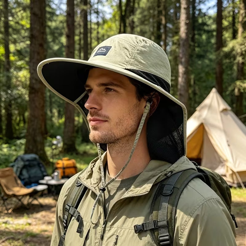 Outdoor Sun Protection Hat - Unisex Summer FishermanHat with Neck Flap | UV-Resistant, Parent-Child Style |Ideal for Camping & Hiking