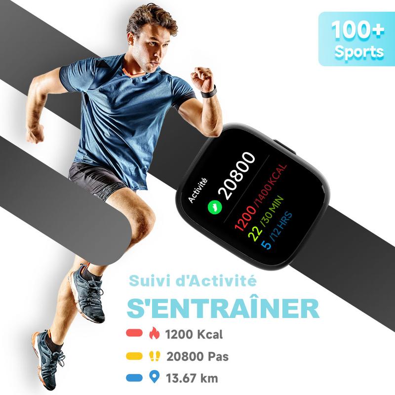 ⌚💖 Smartwatch con Chiamate Intelligenti! 🎙️ Assistente Vocale, Fitness Tracker, 100+ Sport, IP68 Impermeabile 🌊, Tracker Sonno 😴, Batteria 30 Giorni 🔋, Display HD 1,83' Personalizzabile 📸 – App VeryFit