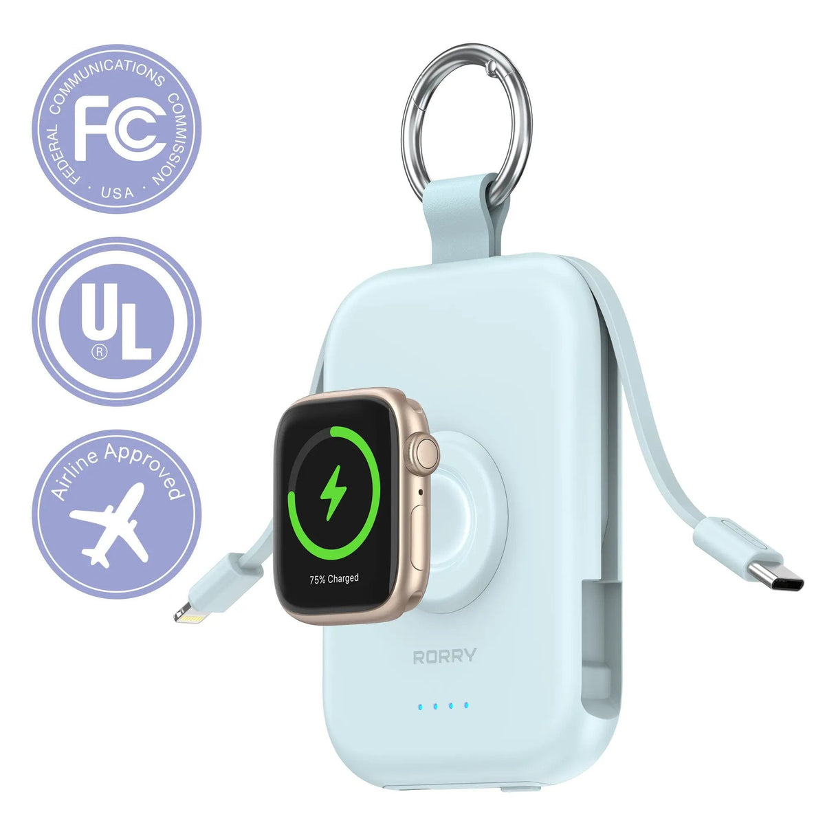 Power Bank 5000mAh Travel Charger with Built-in Cables Keychain Design