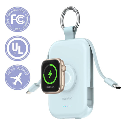 Power Bank 5000mAh Travel Charger with Built-in Cables Keychain Design