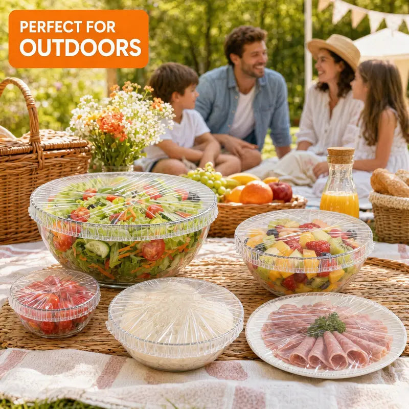 100Pcs Medium Reusable Elastic Plastic Bowl Covers