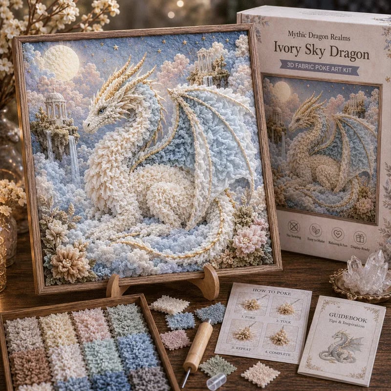 🎁Last Day Buy 2 get 1 free🐉 Mythic Dragon Realms 3D Fabric Poke Art Kit