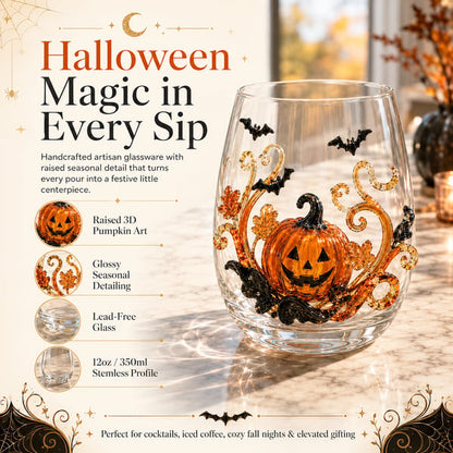 🎃 3D Halloween Artisan Glassware Collection | For Magical Halloween Sips, Eye-Catching 3D Details, Luminous Festive Party Moments & Cozy Fall Home Bar Glow