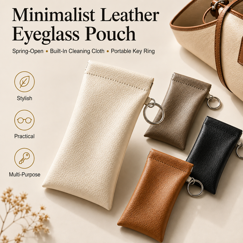 Soft PU Leather Sunglasses Pouch Elastic Opening Eyeglasses Bag