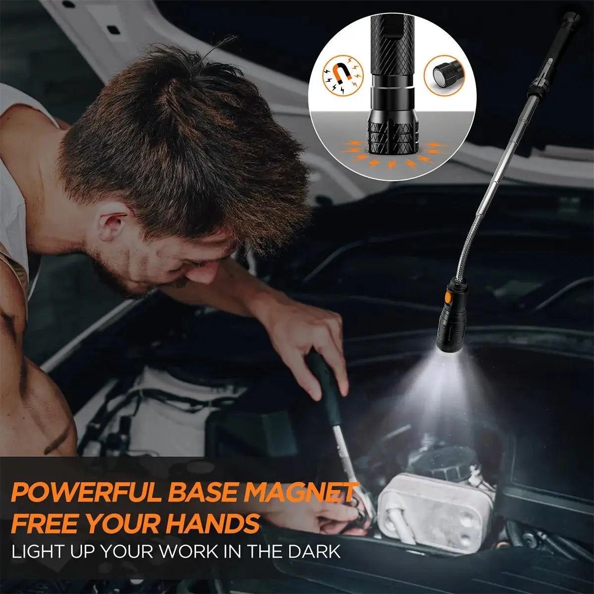 Extendable Magnetic Pickup Tool with LED Light – Telescoping Grabber for Hard-to-Reach Places