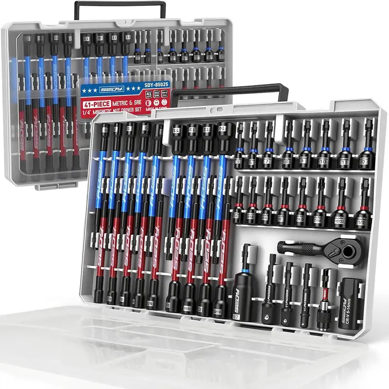 80-Piece Magnetic Impact Nut Driver Set – SAE & Metric Socket Bits with Adapters, Extensions & Bit Holder