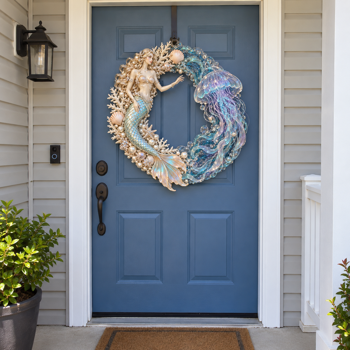 🧜‍♀️🌊 Mermaid Moonlight Wreath | Glowing Jellyfish & Ocean Decor ✨