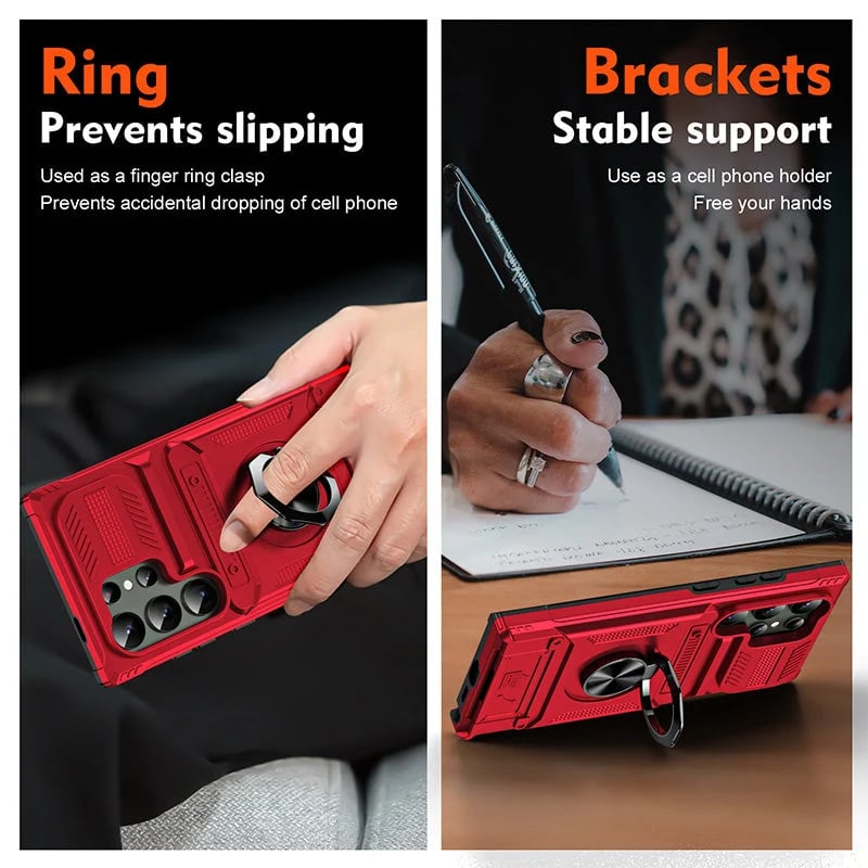Samsung Galaxy S25/S24/S23 Case with Card Holder & 360° Magnetic Ring Stand